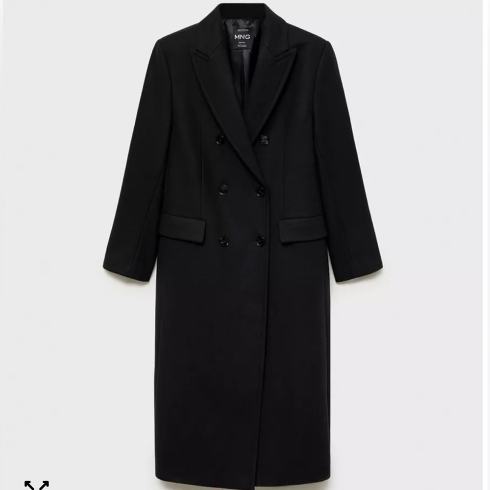 Mango Selection Double-Breasted Long Black Coat - image 1